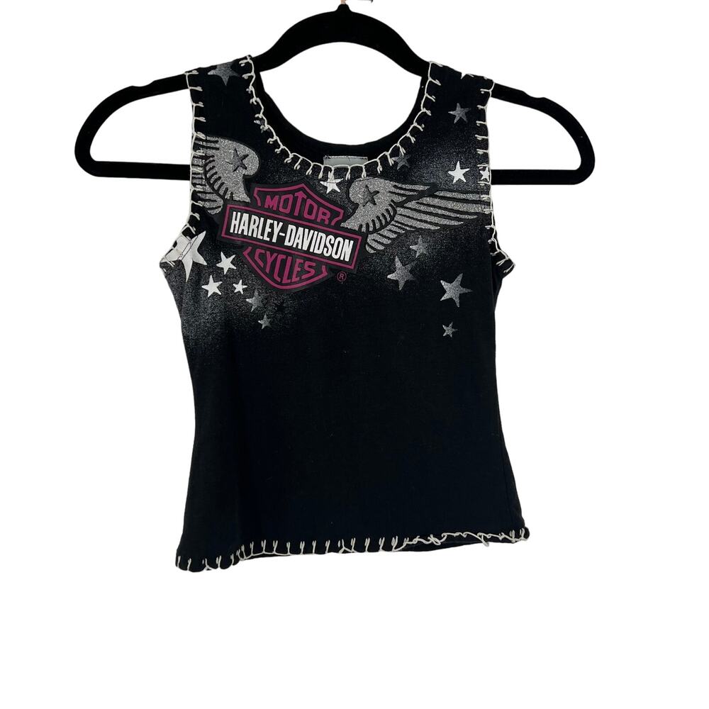 Vintage Harley Davidson Motorcycle Sleeveless Tank‎ Top Blouse Girl's Size 7